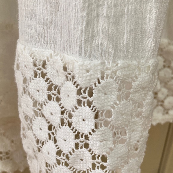 Magic Boho White Beaded & Crotchet Sleeveless Dress Large EUC - Picture 6 of 7